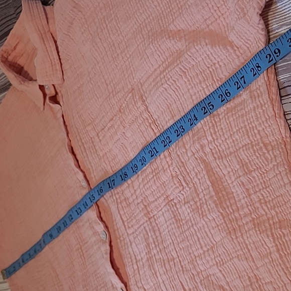 American Eagle Cotton Gauzy Peach Button-up Long Sleeve Oversized Shirt Wmns M - Picture 11 of 13